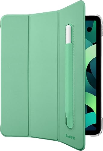 LAUT - HUEX Folio case Compatible with iPad Air 10.9-inch 2020 | Built-in Apple Pencil Holder | Crystal Clear Hard Back Casing | Slim & Ultra-Lightweight Green