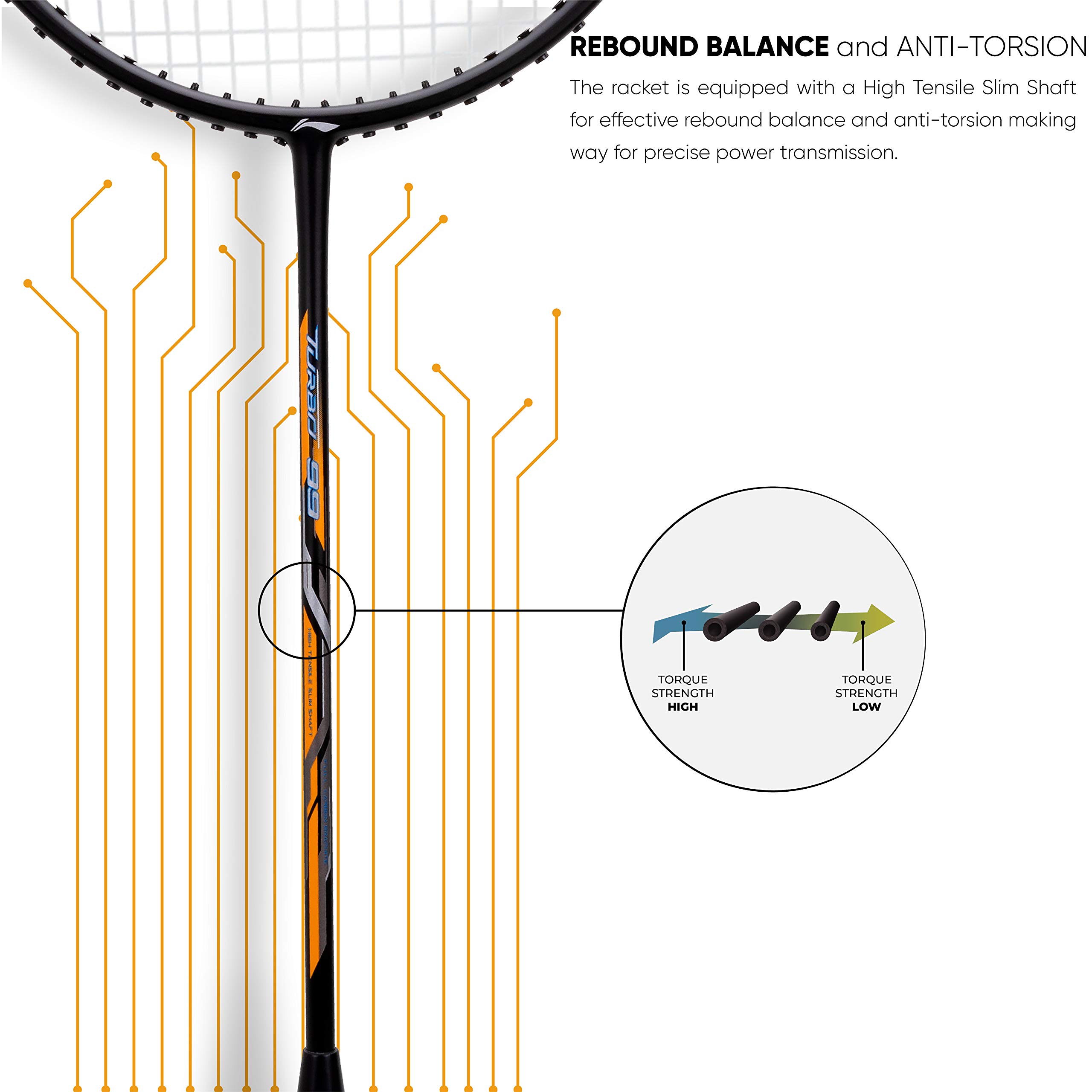 Li-Ning Turbo 99 Strung Carbon Fibre Badminton Racket with Free