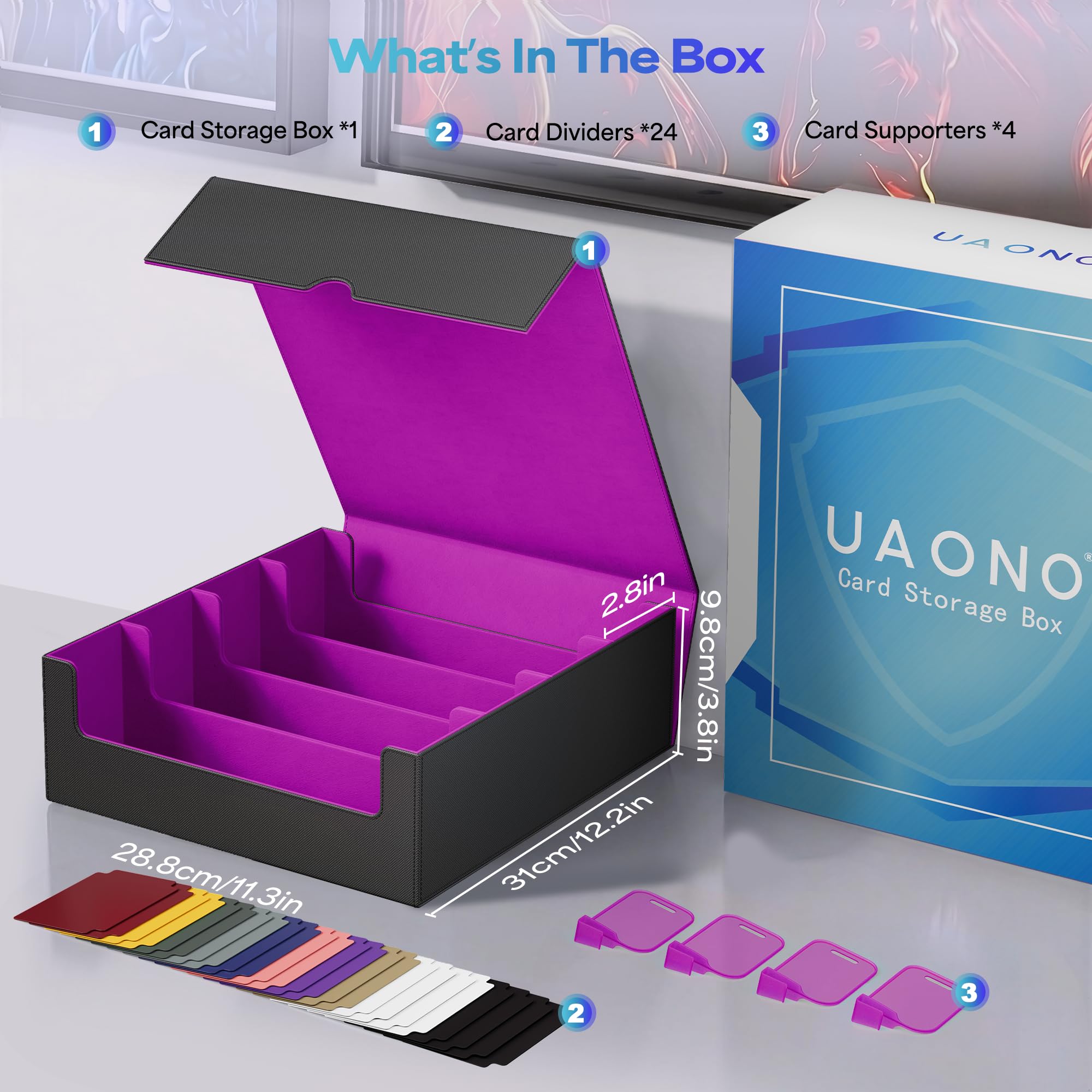 UAONO Scatola portaoggetti per carte collezionabili, può contenere oltre