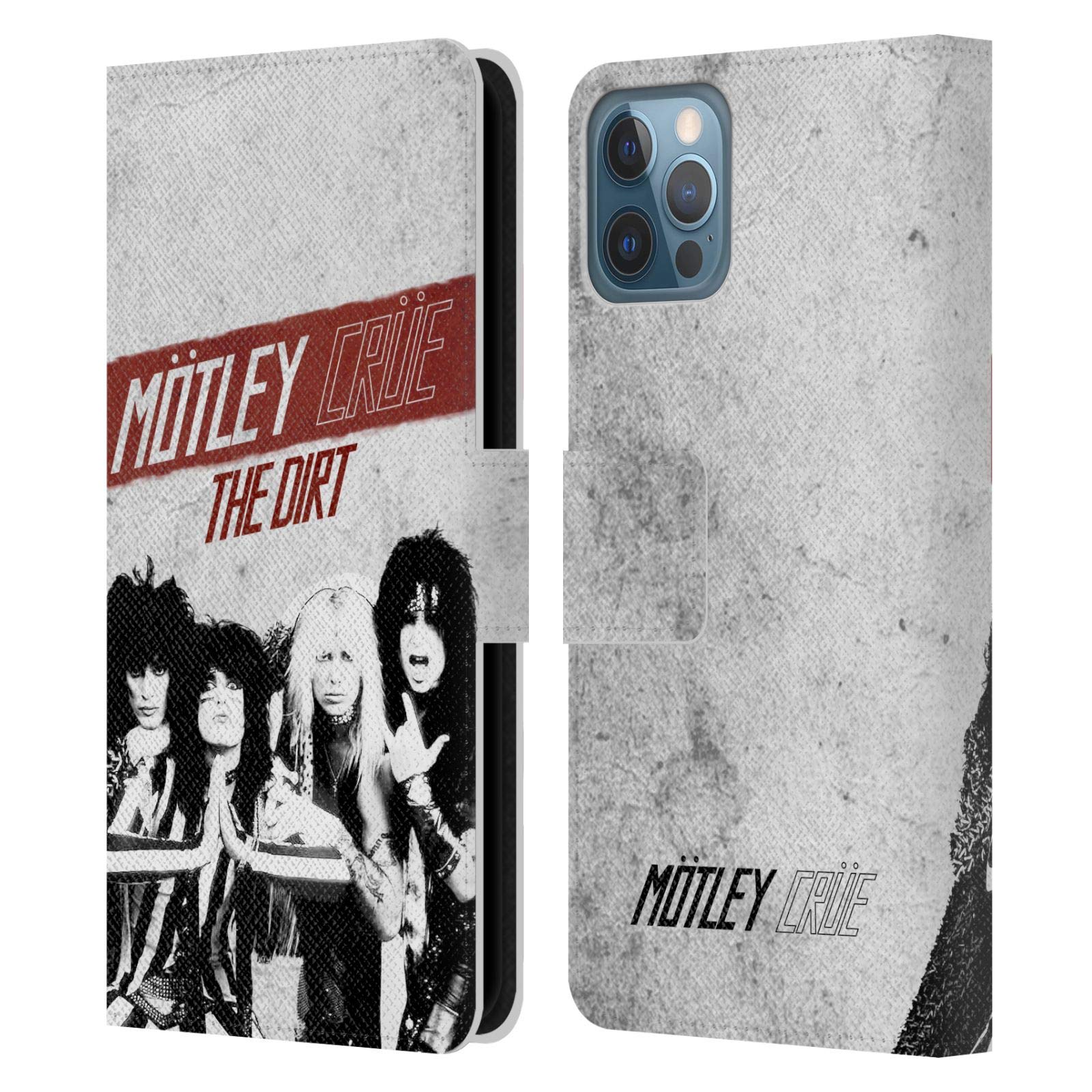Funda libro iPhone 12 Pro Motley Crue carcasa de cuero con tarjetero 7