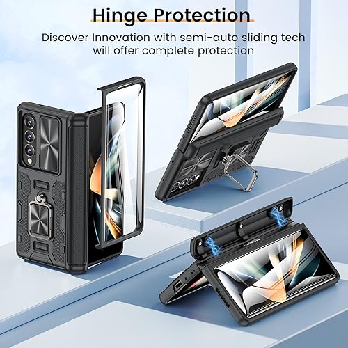 Miniatura 3 de VEGO Funda para Z Fold 4, Galaxy Z Fold 4 con cubierta de cámara deslizante y funda de protección de bisagra con protector de pantalla 360 Funda