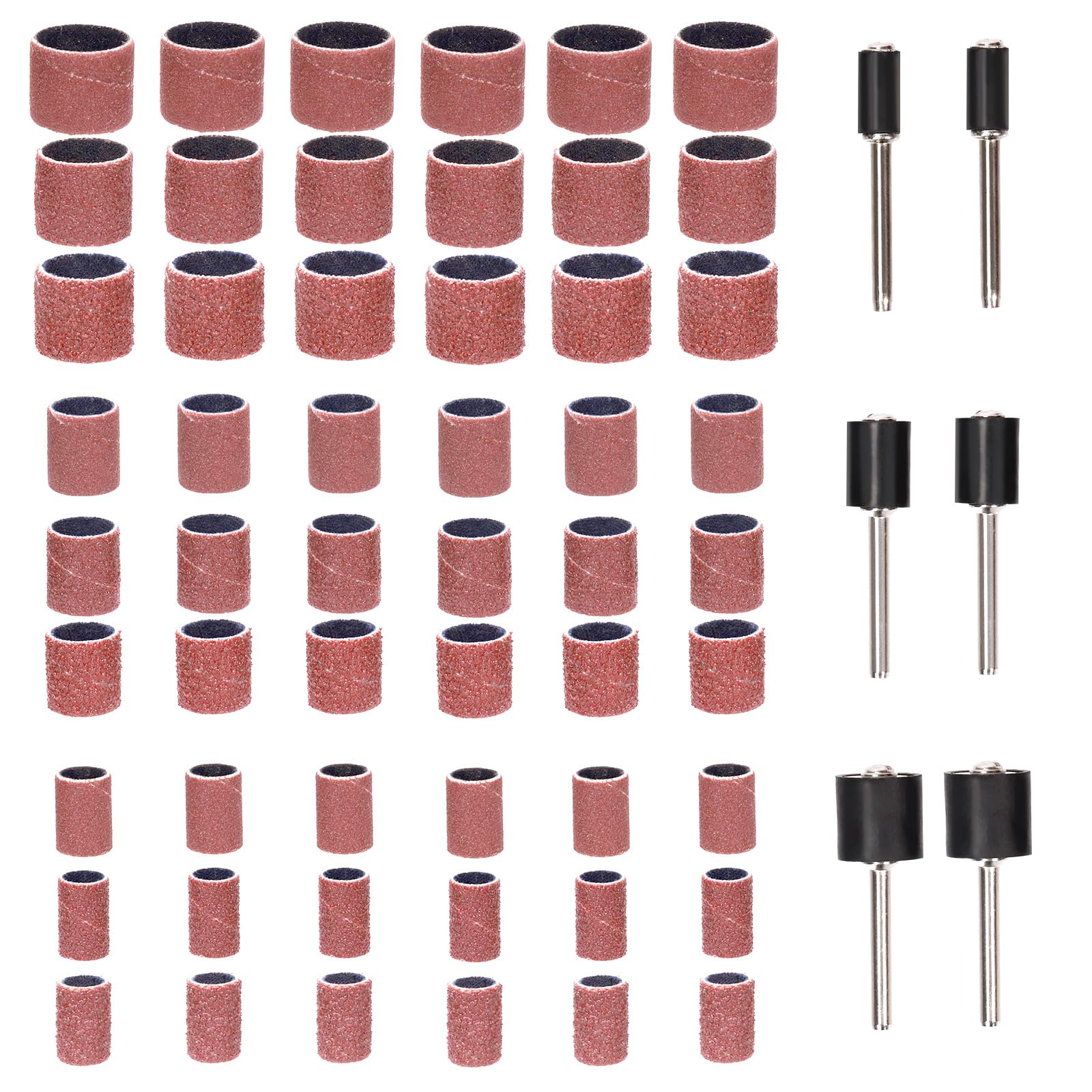 Mardatt192Pcs Sanding Drum Kit Includes 80/120/240 Grit Sanding Drum Sleeves and Drum Mandrels Sanding Band Sleeves for Power Drills Dremel Rotary Tools