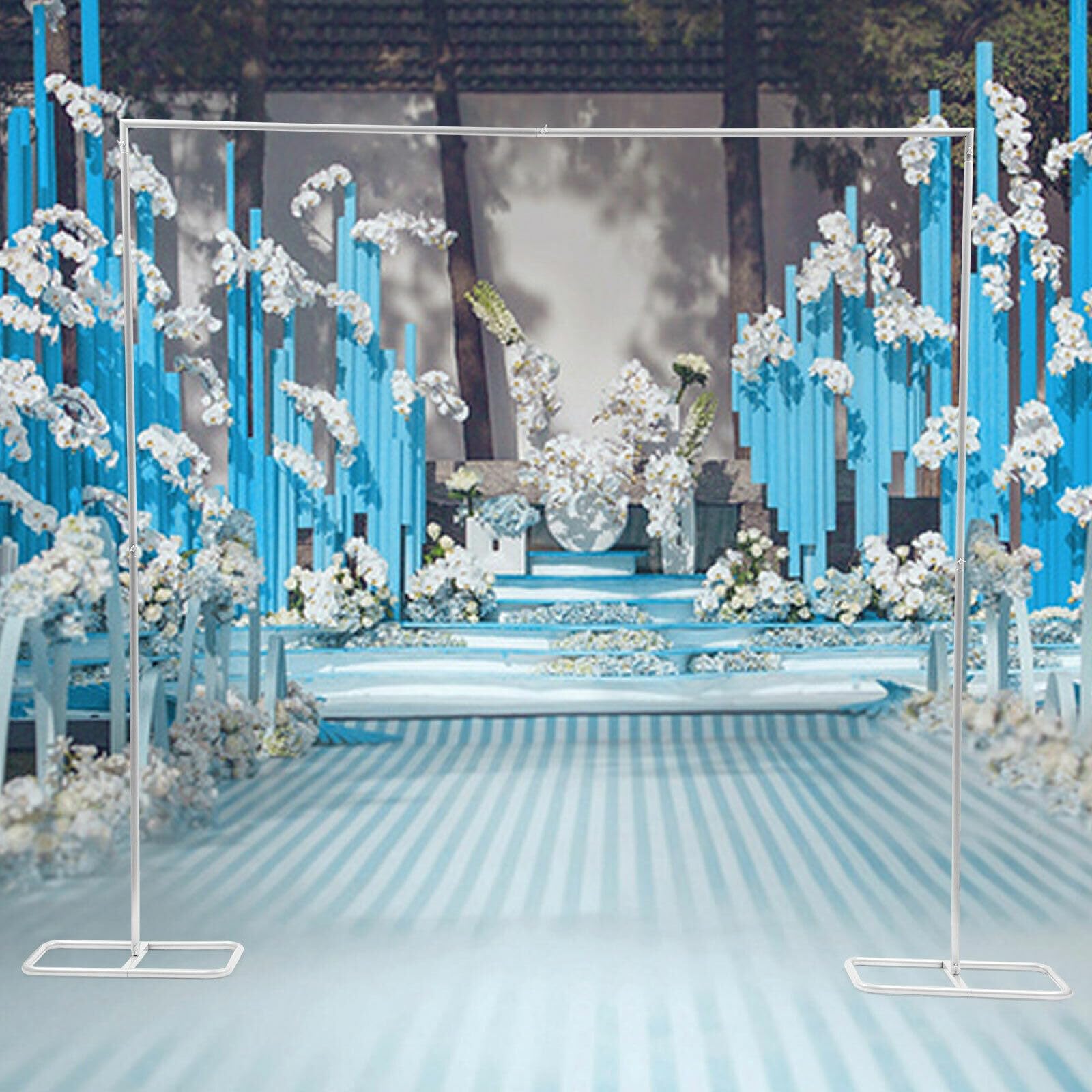 Arche de mariage avec bases - Arche décorative en fer - 2 x 2 x 1 m - Blanc - Pour décoration de mariage, fête d'anniversaire