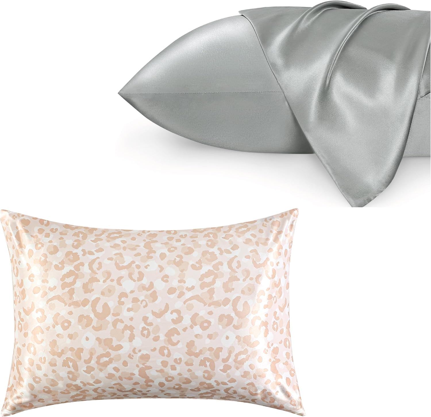 Bedsure Silve Grey Satin Pillowcase for Hair and Skin Queen