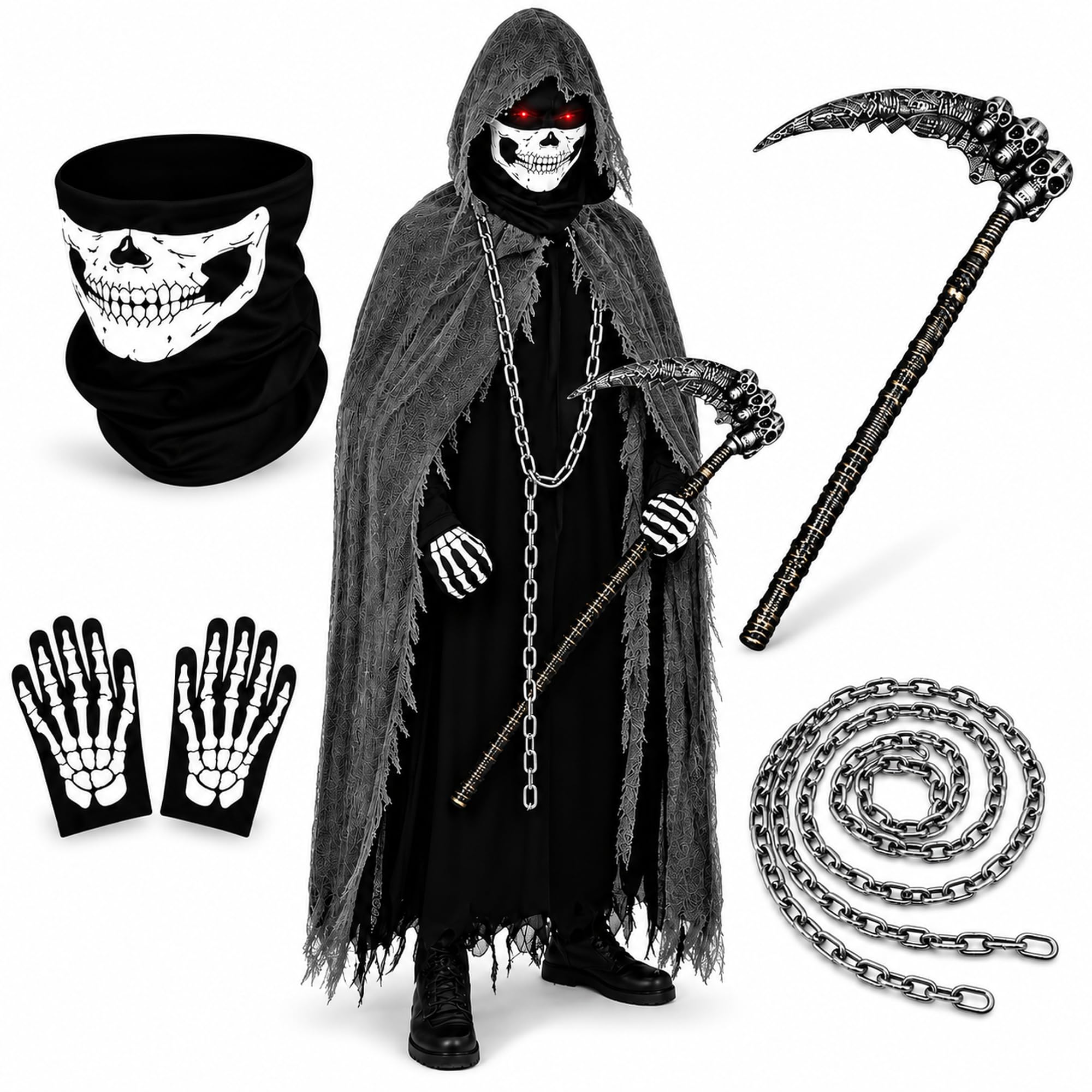 Disfraz de Segador Halloween para Hombre Adulto — Capa con Capucha Fantasmagórica