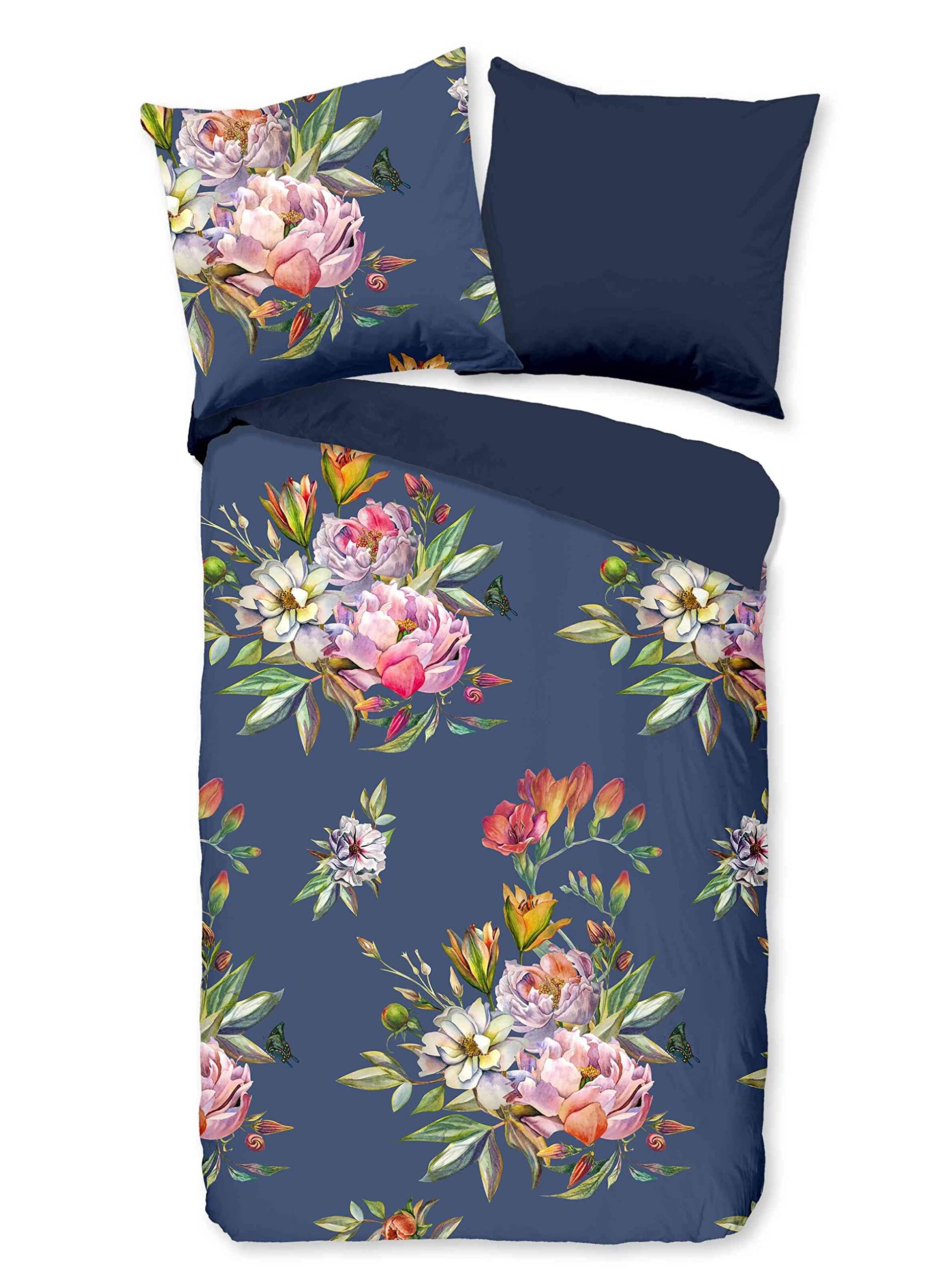 Funda de edredón de 155 x 220 cm individual azul oscuro n.º 30324 ropa de cama nórdica suave