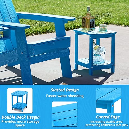 Miniatura 46 de LUE BONA HDPS - Mesa auxiliar para exteriores, pequeñas mesas auxiliares Adirondack para exteriores, mesa auxiliar exterior para patio, porche, Negro