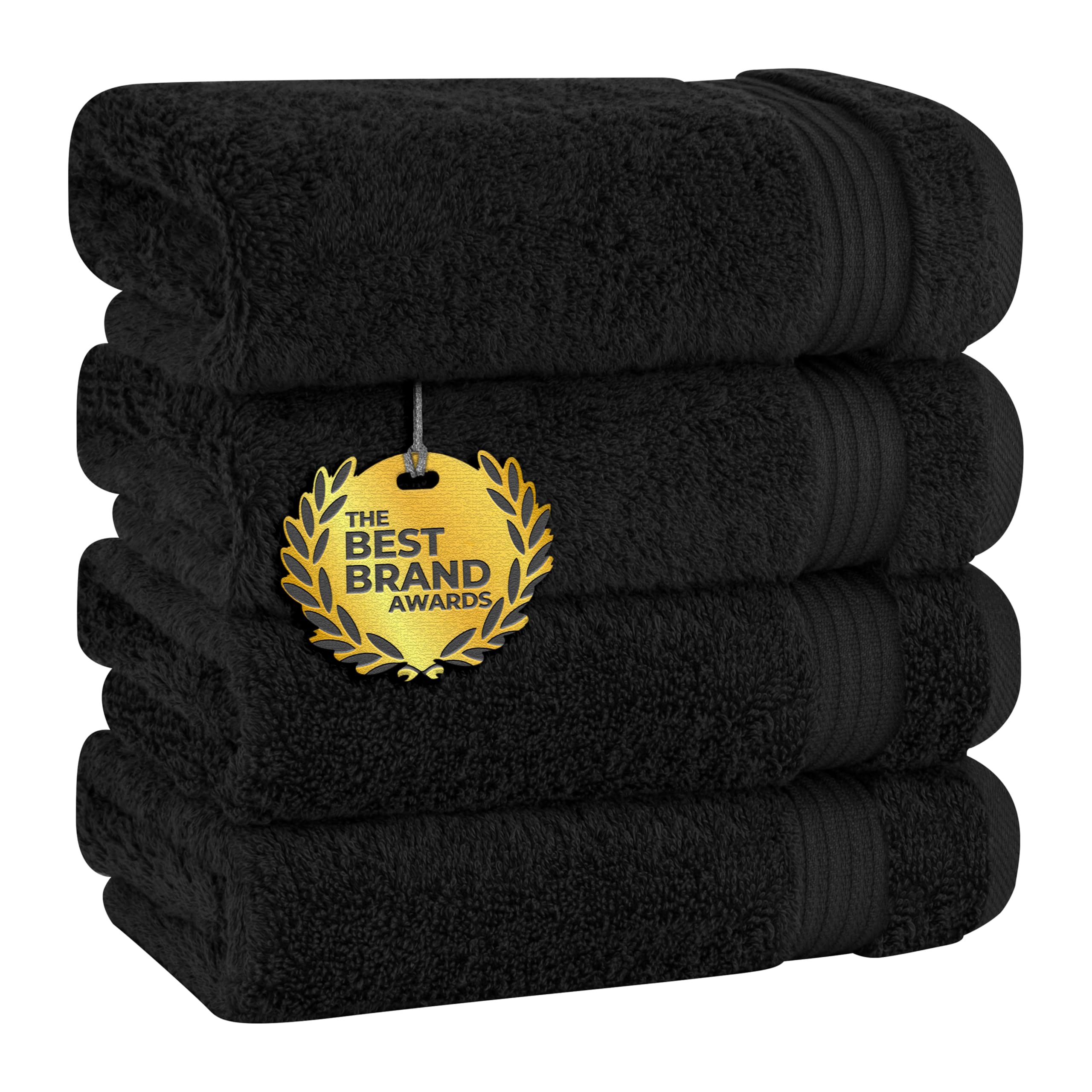 Cotton Paradise Hand Towels for Bathroom, 100% Cotton Turkish 4 Piece Hand Towel Set, Soft Absorbent Face Towels Clearance Set, Black Hand Towels