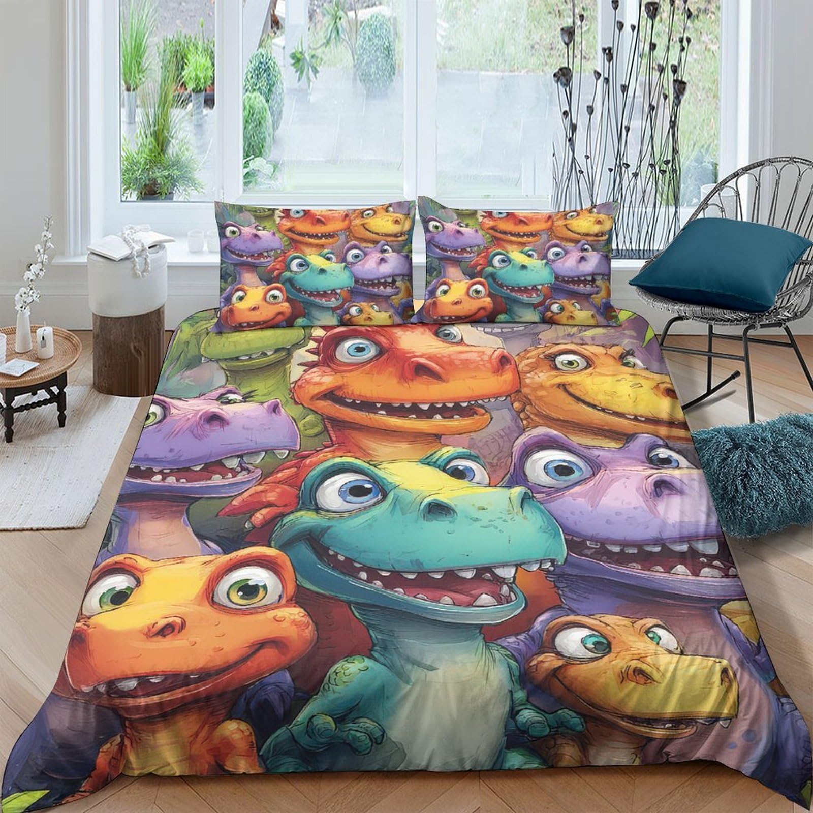 Ctjqhvkz Style-8 3D Printed Cartoon Dinosaur Fitted Sheet Microfiber Soft Bed Cover For Bedroom Dorm Mattress Protection Decor Single（135X200cm）