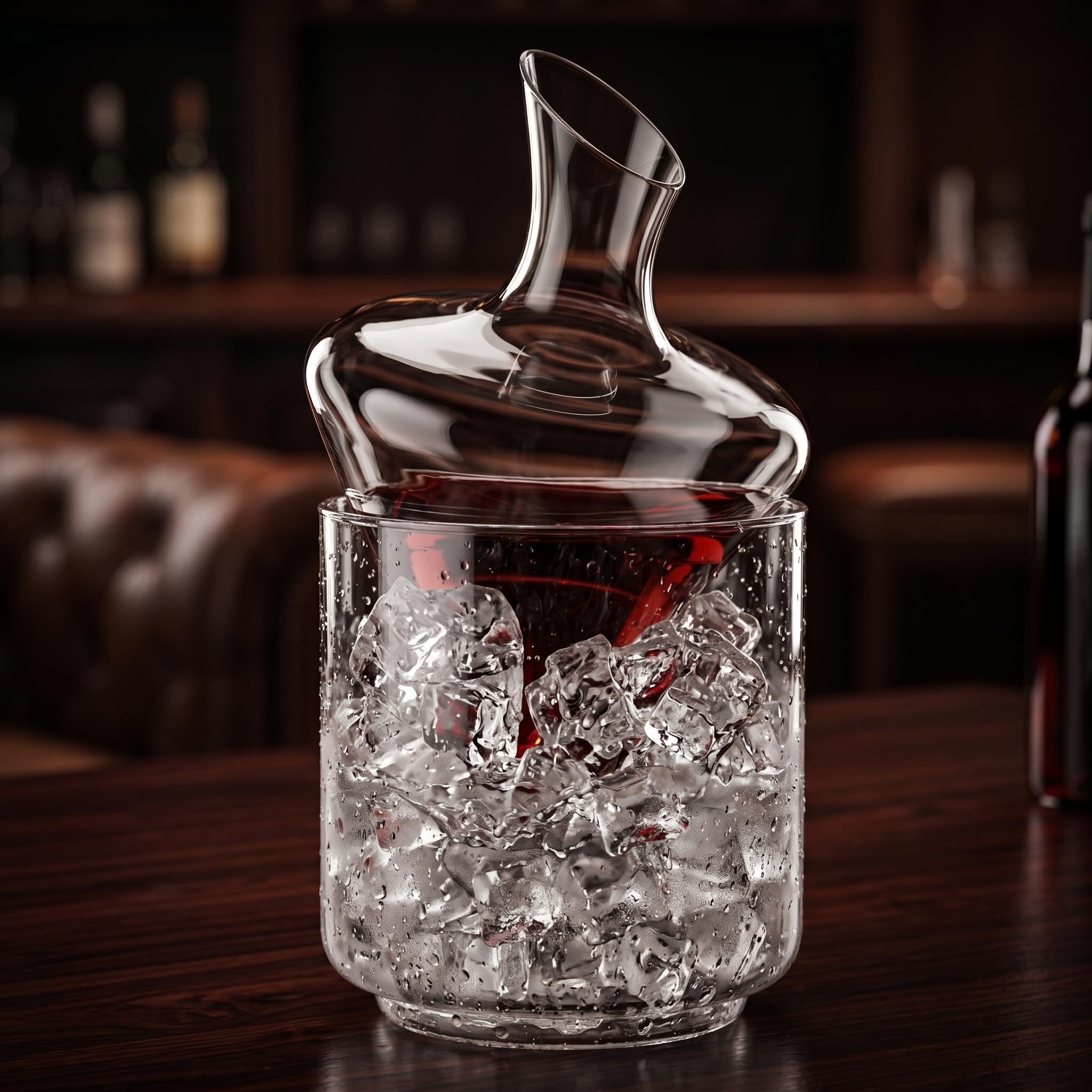 Cywinfow Décanteur à vin avec seau à glace - Verre borosilicate 3.3 1000 ml - Résistant au froid et à la chaleur (-10 °C à +175 °C) - Avec aérateur de vin pour un développement optimisé des