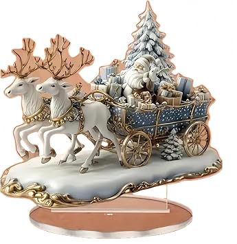 2D Acrylic Christmas Table Decor,Santa Reindeer,Snowman, Igloo,Lightweight Flat Design for Living Room, Bedroom, Office Holiday Ornament (B)