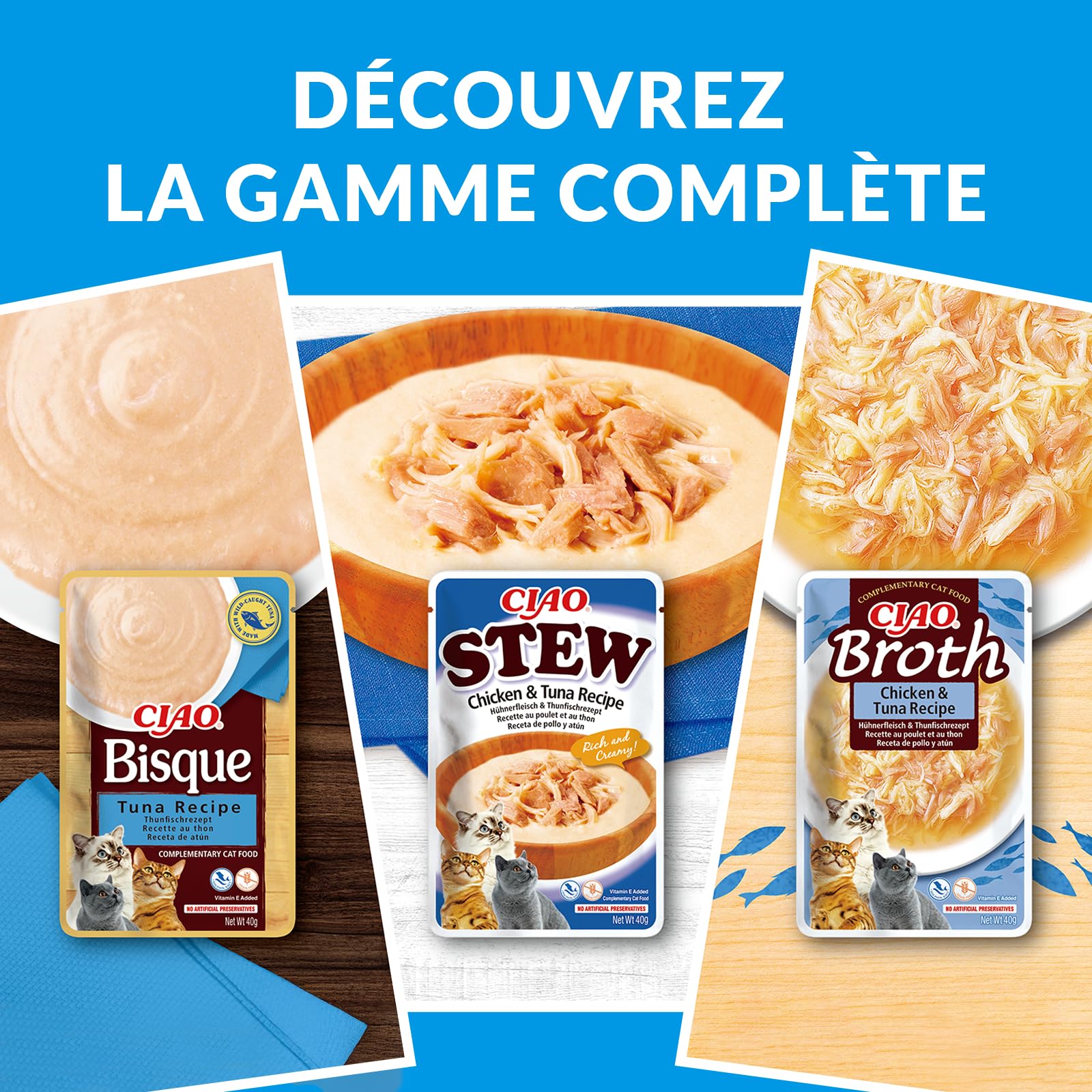 INABA Ciao - Broth Poulet - Friandise pour Chat Humide - Délicieuse et Saine - Sauce - Plat d'accompagnement - Complément Naturel et sans Céréales - Pâtée pour Chat - 1 x 40g