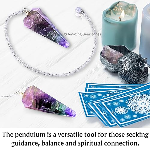 Miniatura 6 de Increíble péndulo de cristal de piedras preciosas para la adivinación Collar de péndulo con cadena de chakras y bola de cristal para curación Reiki