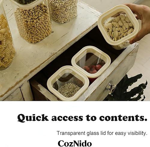 Miniatura 2 de 4 piezas tarros de vidrio cuadrados para despensa de 40 onzas con tapas herméticas transparentes, juegos de recipientes de cocina para harina