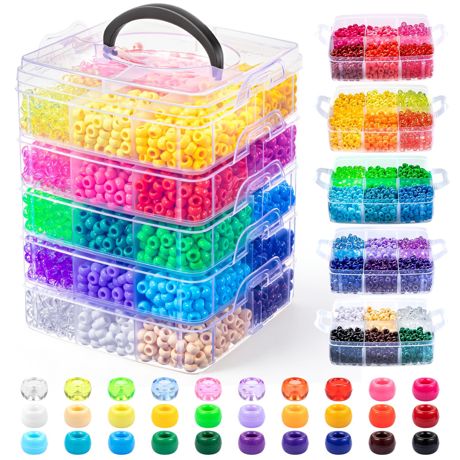 Amazon.com: Umikk 5400Pcs Pony Beads, 30 Assorted Colored Beads