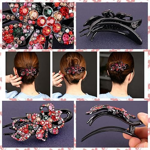 Miniatura 4 de Pinza para el cabello, 8 piezas de accesorios para el cabello con diamantes de imitación brillantes para mujer, pinzas decorativas de moda para