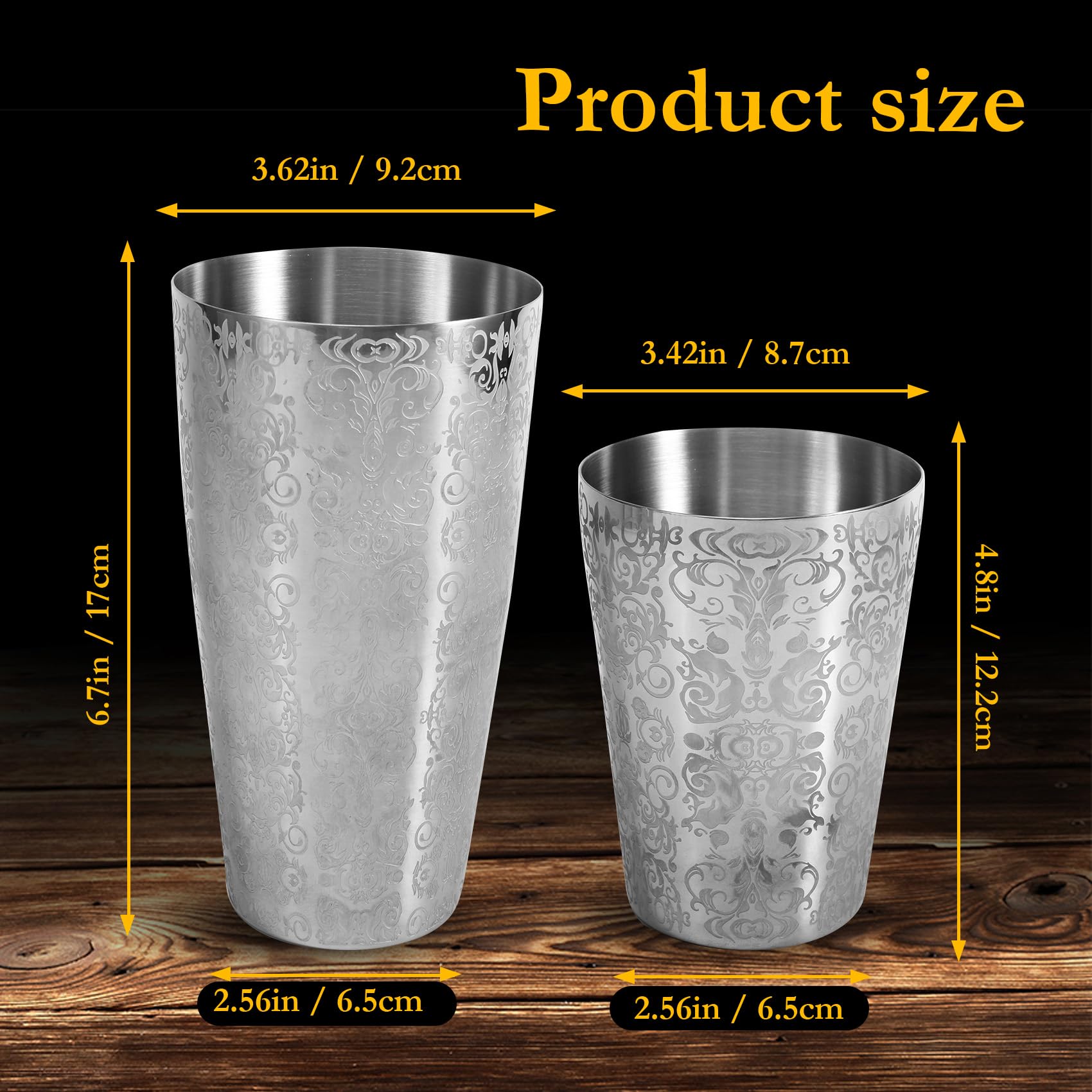 Coctelera Boston Shaker 304 Acero Inoxidable Bar Herramienta Creativa Grabado Diseño Boston Cocktail Shaker Tin Set