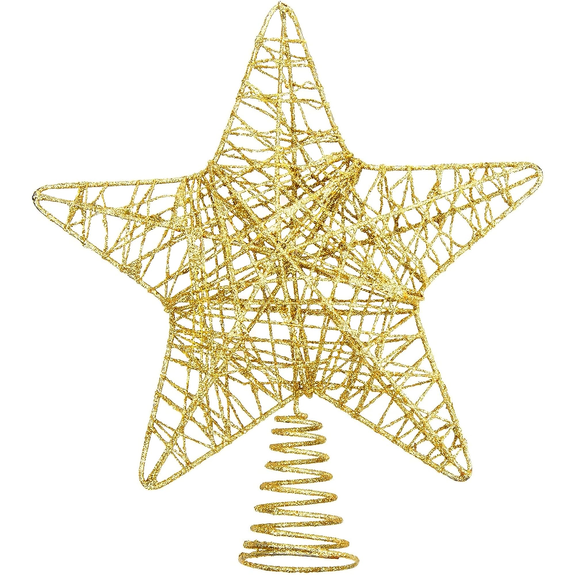 Gold Star Christmas Tree Topper Decoration Christmas Tree Gold Star Decorations Glitter Stars for Xmas Tree Festive Decs