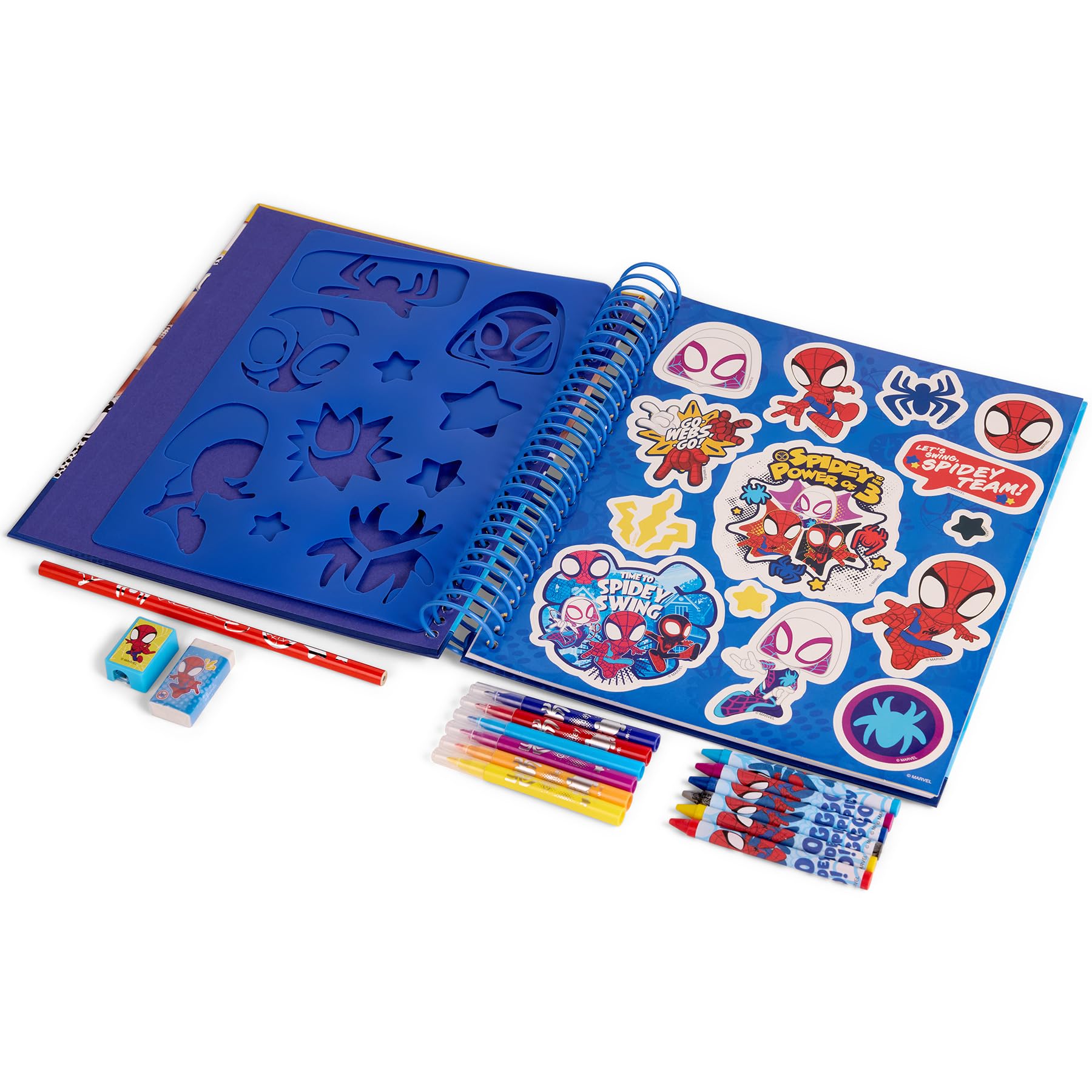 Disney Spidey and Friends - Creative Sticker & Stencil Colouring Set - Fun Activity Book for Kids Age 3+ (SP24356) - Image 2