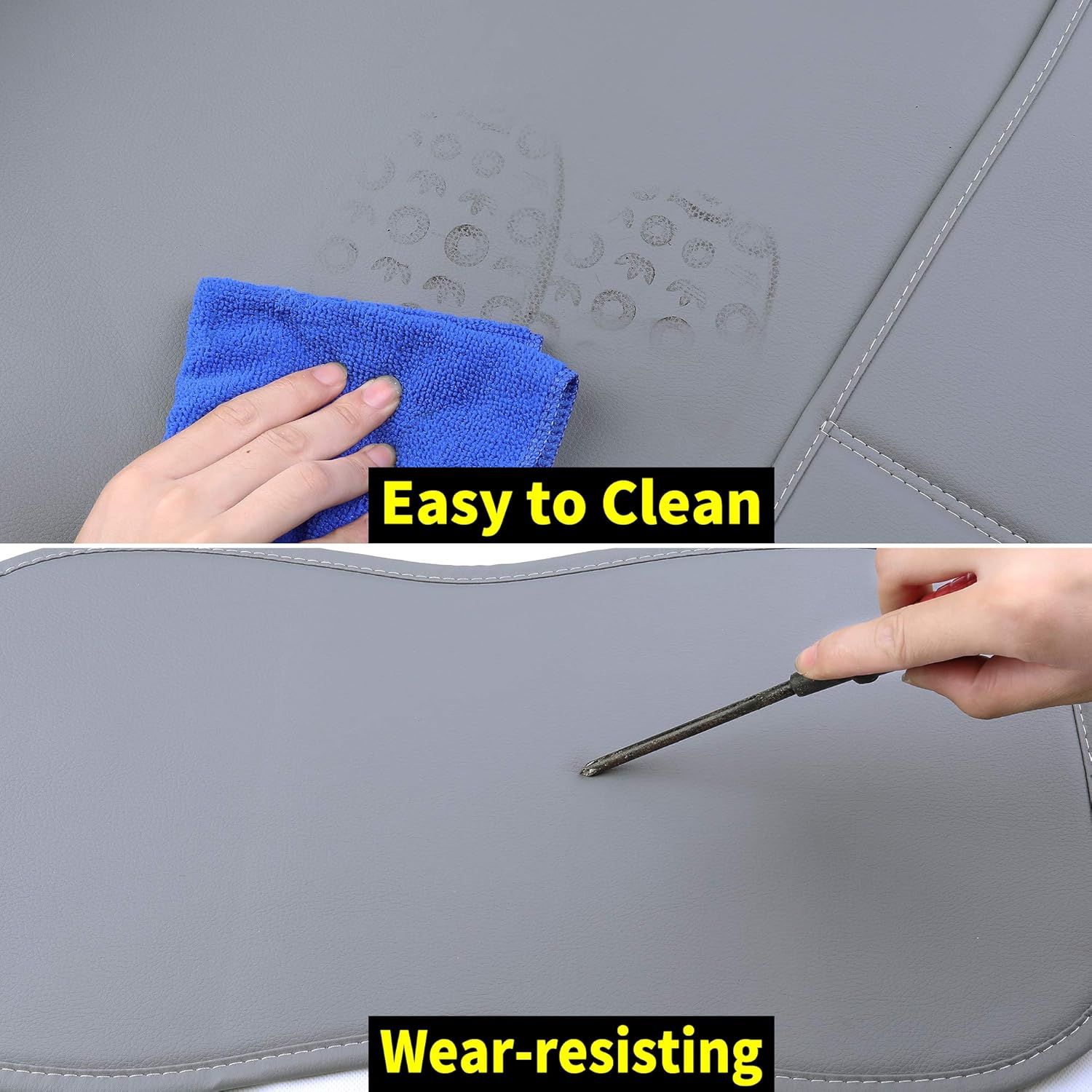 Aierxuan Car Seat Covers Full Set Universal Fit for Honda Civic Accord CRV, Toyota Camry Prius Rav4 Corolla, Kia, Lexus, Nissan, Mazda, Jeep Cherokee and Most Cars, with Waterproof Leather (Grey)