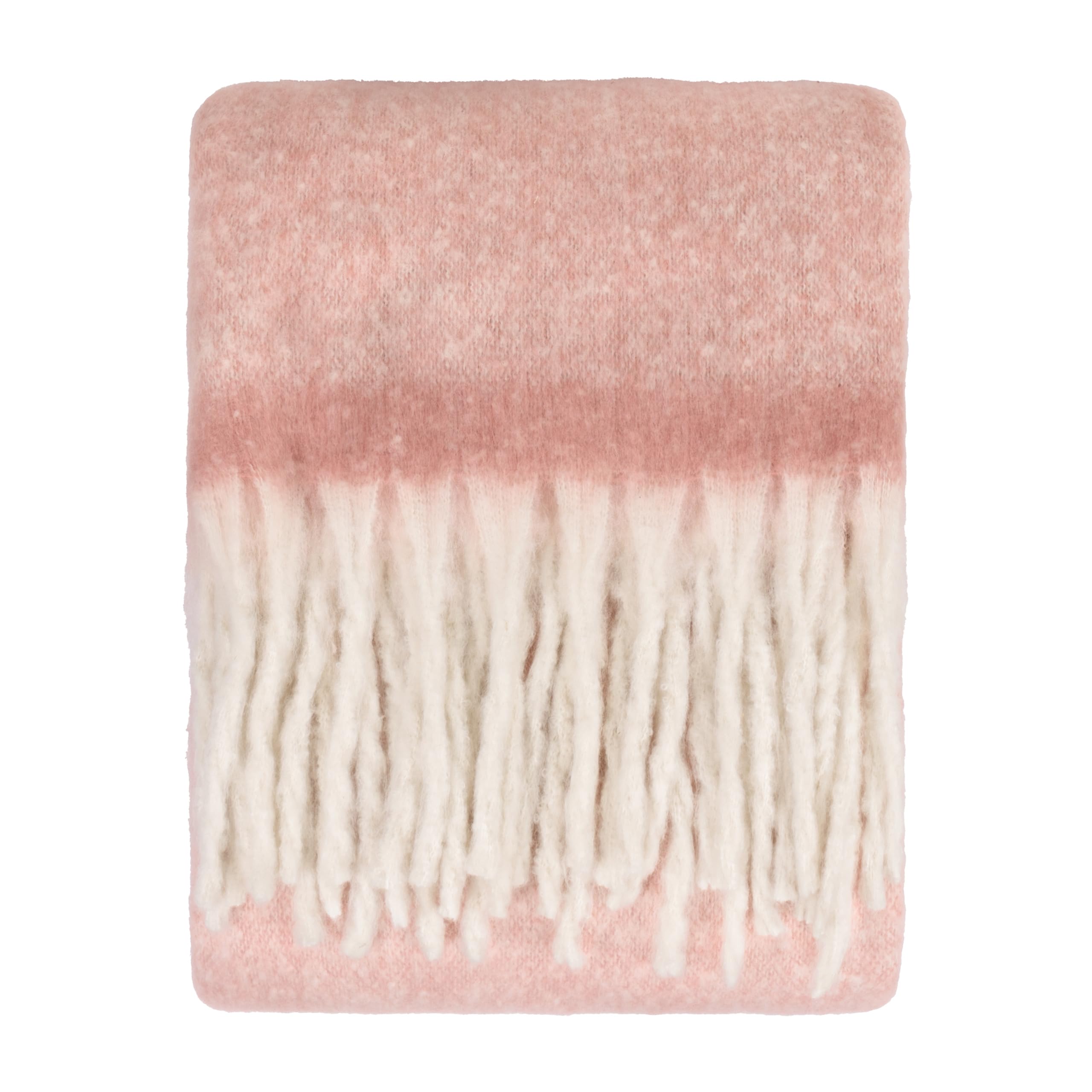 Furn Unisex Pink Cozy Woven Tasselled Throw In | Size: 140Cm X 180Cm