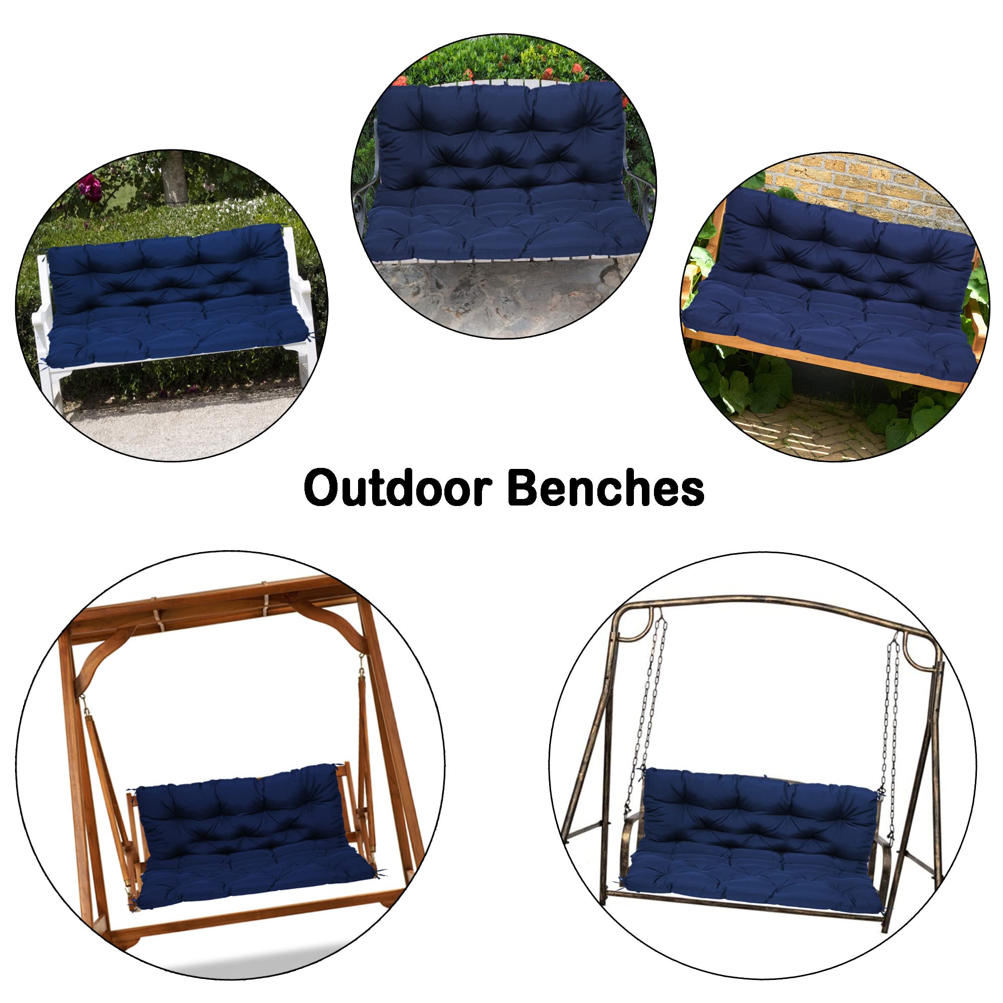 Cuscino per dondolo da giardino da esterno, 2 o 3 posti, tappetino di ricambio, impermeabile, per mobili da patio, con laccetti, imbottito, 150 x 100 x 10 cm, grigio chiaro