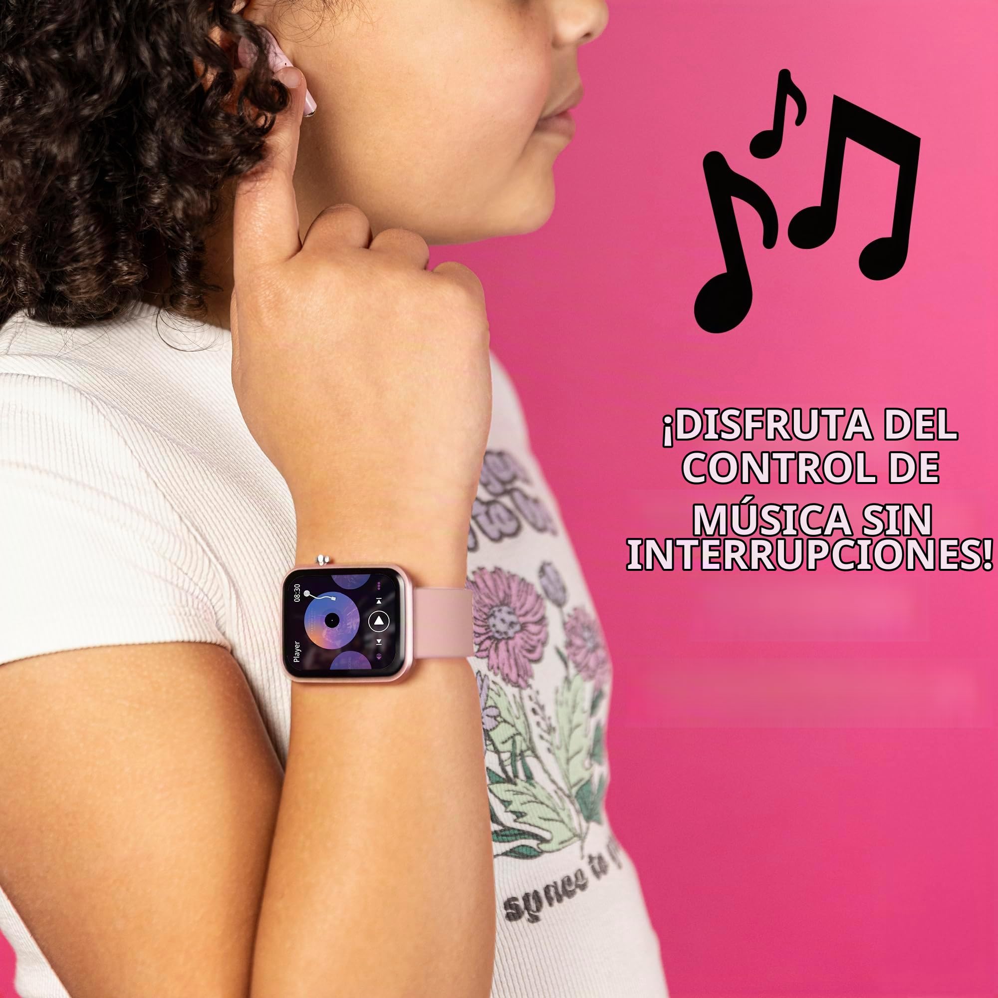 Tikkers Smart Series 13 - Juego de Reloj Inteligente y Auriculares con Correa de Silicona Rosa TKS13-0031-SET