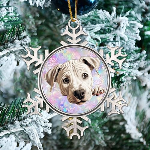 Dogo Argentino - Adorno de metal con relleno de calcetín de Navidad, diseño de Dogo Argentino, lindo y divertido para perros que se asoman al perro,