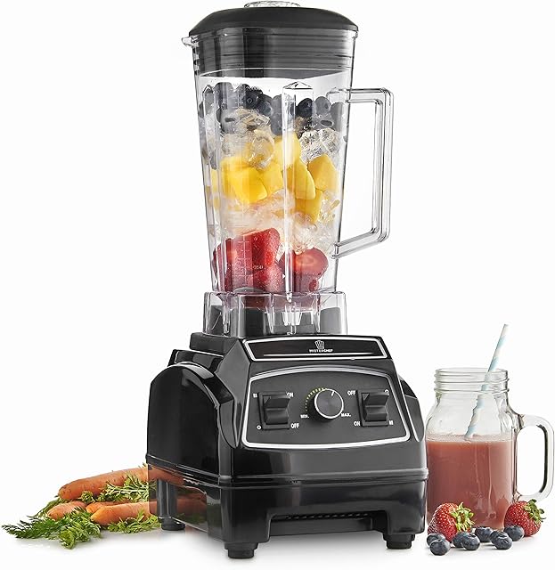 MisterChef Blender / 2200W Multiple Speed Smoothie Blender with 2L BPA-Free Tritan Container - 45000 RPM 8 Blades in Stainless Steel 304 for Ice/Soups/Nuts/Smoothie/Juices [Energy Class A+++]