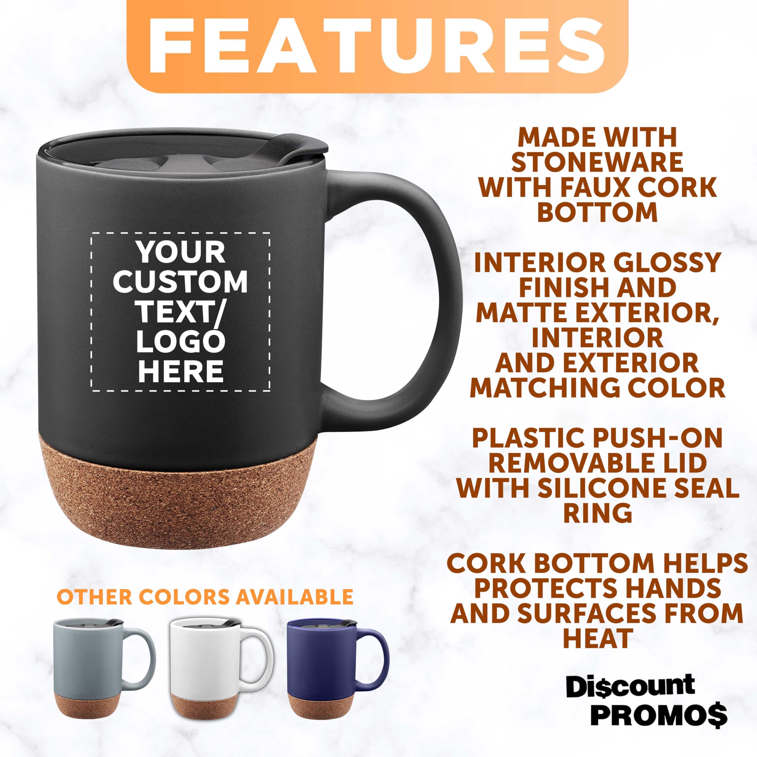 Amazon.com: Custom Barista Ceramic Mugs with Cork Bottom 13 oz Set of 12/36/72  Personalized Bulk Pack Perfect for Coffee Tea Espresso Hot Cocoa Other  Beverages - Black : Home & Kitchen