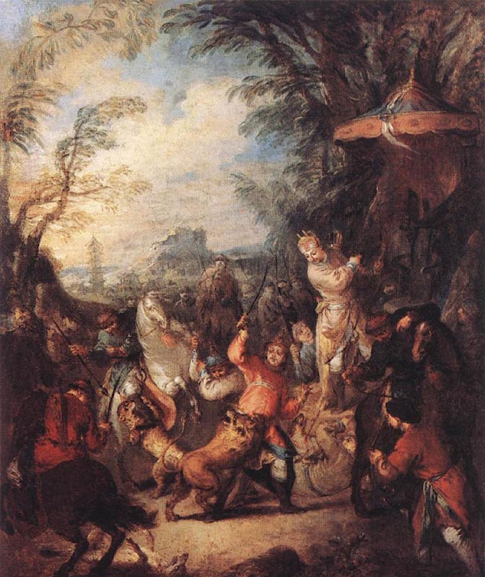 SERENDIPITP Vintage Wall Art Canvas Nordic Poster Canvas Print Picture the Chinese Hunt by Jean Baptiste Pater Wall Art Poster for Home Decor 60x90cm