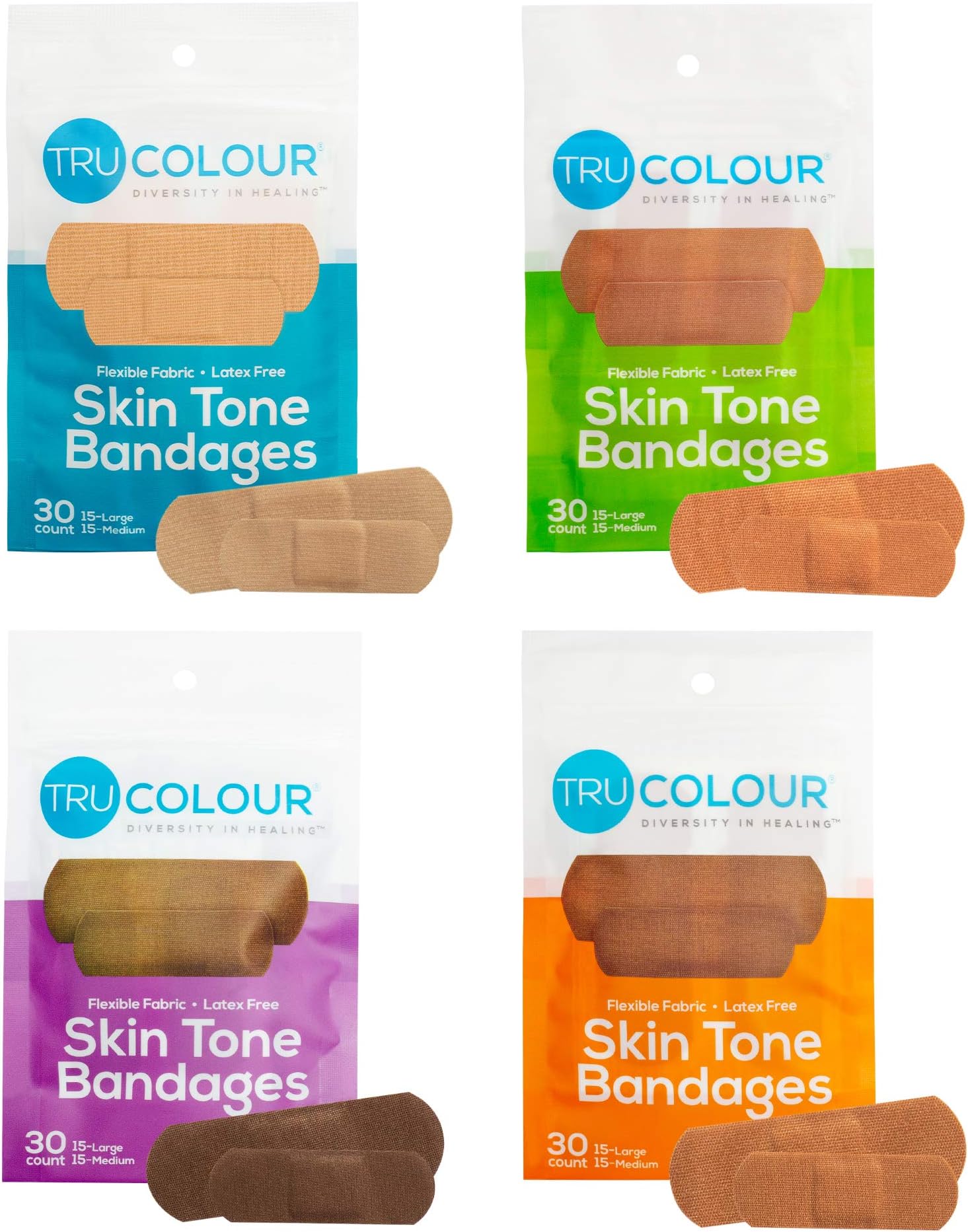 Skin Tone Shade Fabric Bandages, Resealable Bag (120 Count) โ Flexible, Waterproof, PFAS-Free Adhesive Strips Help Protect Cuts, Scrapes, Scratches โ Multicolor