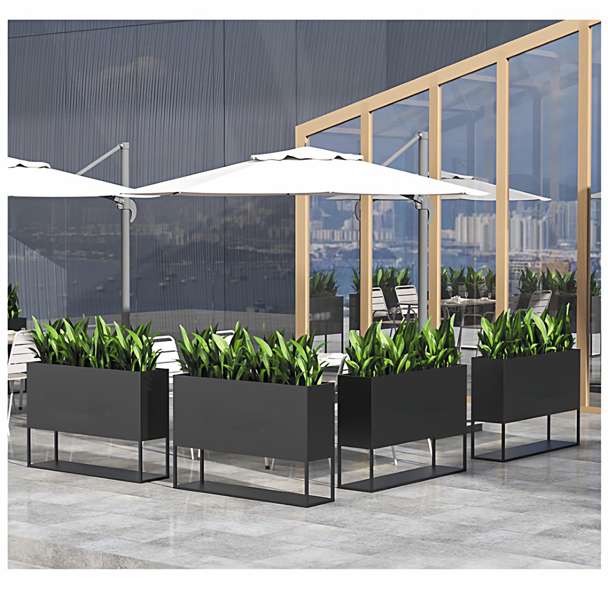 Al Aire Libre Macetero con Valla divisoria, Recipiente for Plantar al Aire Libre Caja de Flores(Medio)