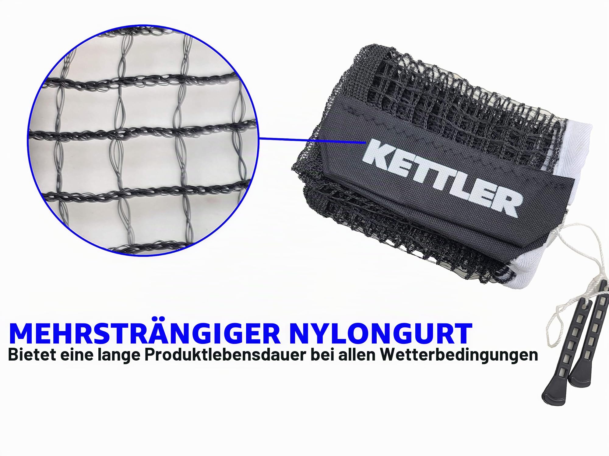 Kettler Tischtennisnetz für Drinnen und Draußen, aus Nylon