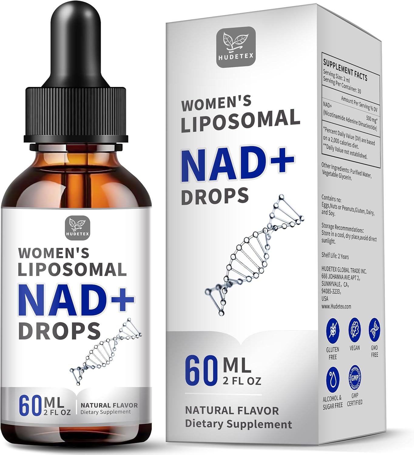 Women's NAD Liquid Supplement, Pure 500mg Liposomal NAD - Cell Regeneration，Energy & Metabolism Support, Vegan,Sugar Free，Additives Free，3 Packs