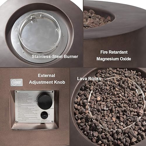 Miniatura 5 de COSIEST Sofá de 8 piezas para fogata de propano para muebles de exterior, mimbre gris cálido seccional con mesa redonda de bronce de 40.5 pulgadas