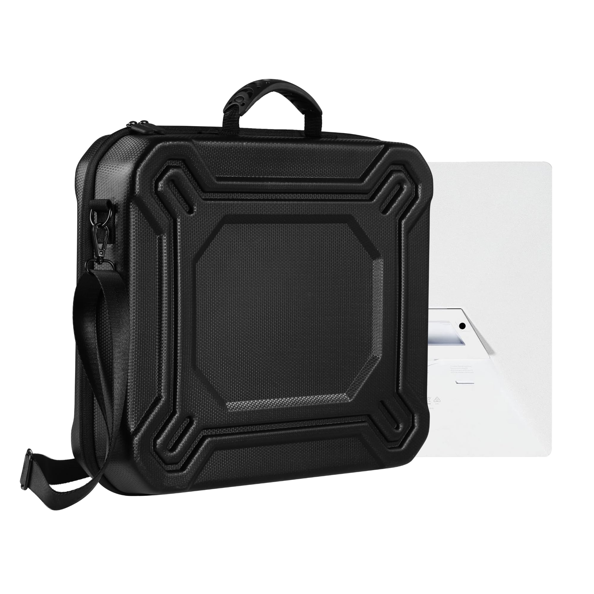 Yullmu Starlink Mini Case-Durable PU Case with Custom Grooves Shoulder Strap & Handle Fits Starlink Mini and Accessories Travel-Friendly Dustproof Black