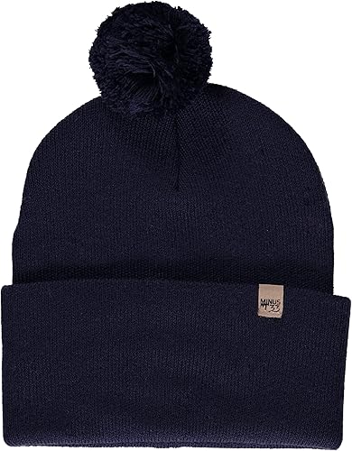 Miniatura 1 de Minus33 - Gorro de punto de peso medio para uso diario, 100% lana merina, gorro de invierno con pompones