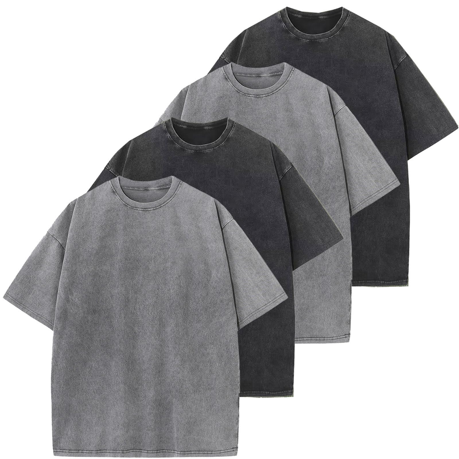 Oversized T-Shirt für Herren Heavy Baumwolle Regular Fit Basic Männer T-Shirt Set Casual Sommer Tops