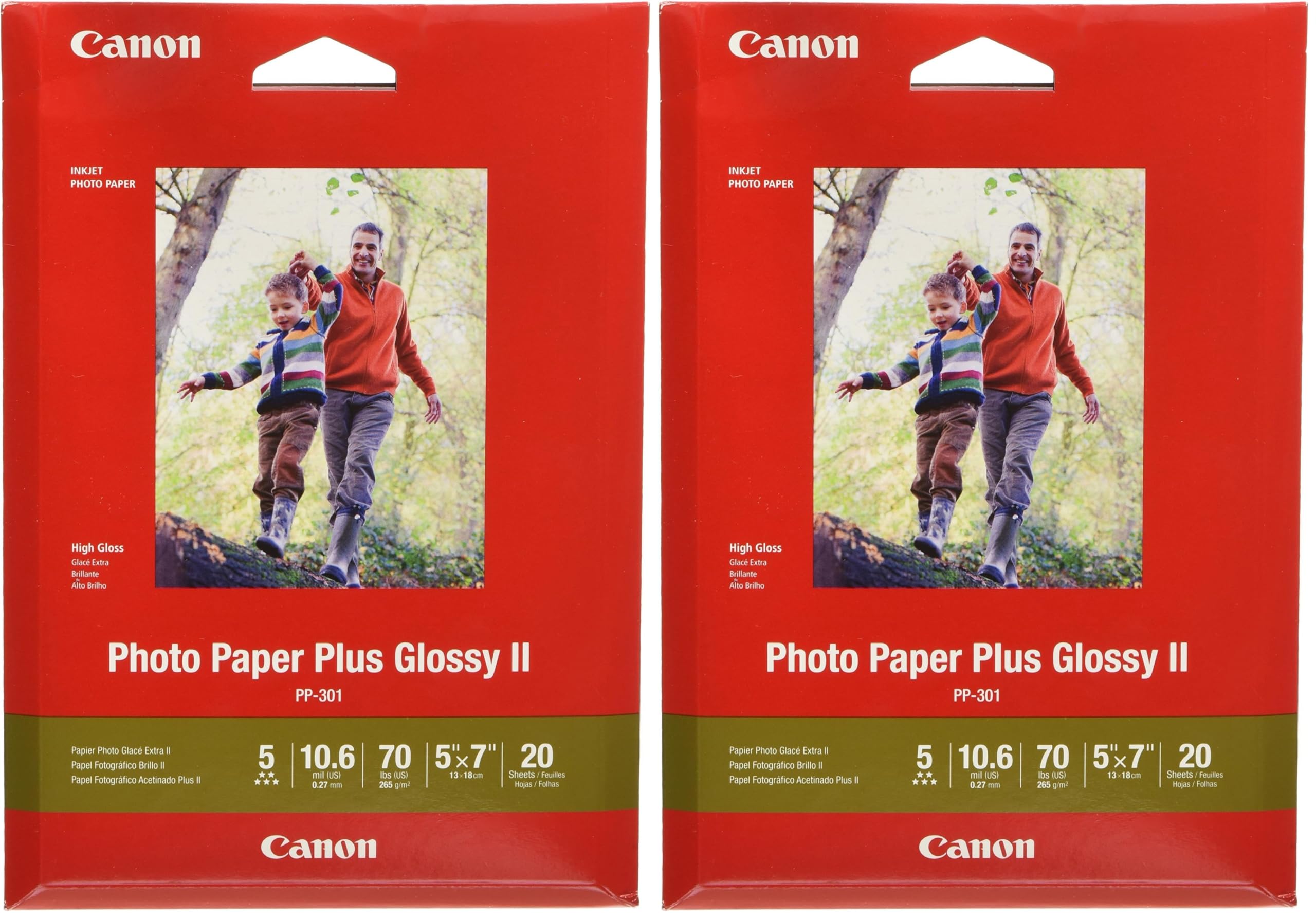CanonInk Photo Paper Plus Glossy II 5' x 7' (Pack of 2)