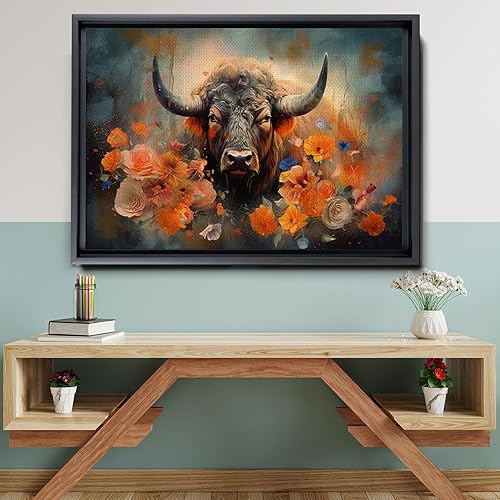 Miniatura 6 de Buffalo Bison Landscape, Watercolor Mixed Media Art Print for Canvas or Metal
