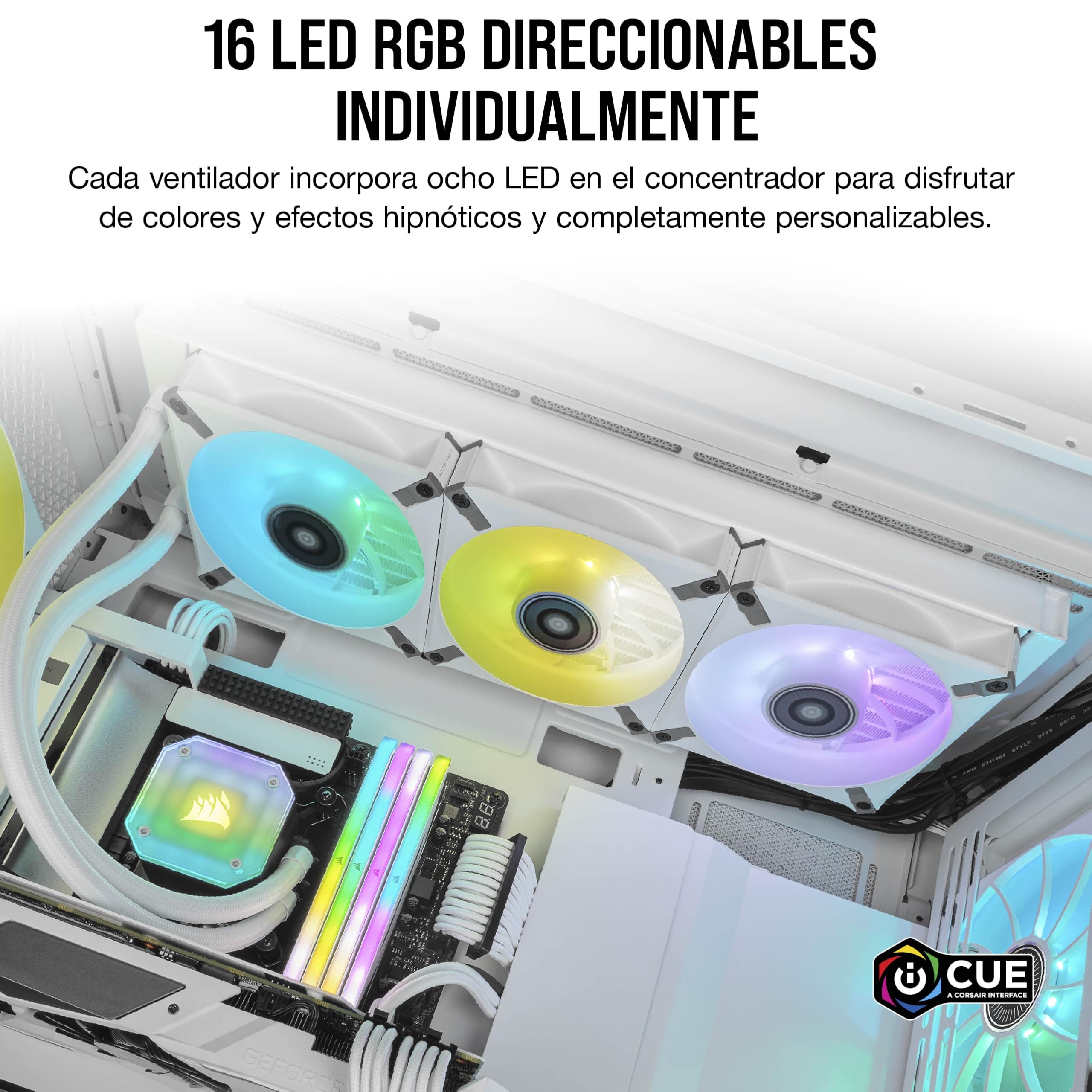 Corsair iCUE ML140 RGB ELITE Ventilador PWM (Tecnología AirGuide de Corsair, Cojinete de Levitación Magnética, Bajo Nivel de Ruido, iCUE Lighting Node CORE Incluido) Paquete Doble - Blanco