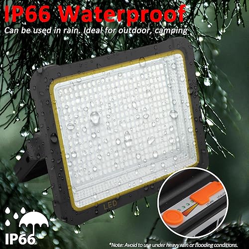 Miniatura 7 de 100W portátil recargable panel solar LED luz de trabajo con 3 niveles de brillo, 10000LM 8400mAh IP66 impermeable al aire libre luz de inundación