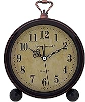 Königswerk Vintage Silent Alarm Clock - 5.25" Non-Ticking Analog Desk Clock with Night Light, Retro Bedroom Table Clock