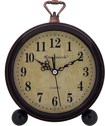Miniatura 10 de Konigswerk - Reloj Analógico de Cuarzo, decorativo, de gran tamaño, Retro, silencioso, Sin tic-tac, reloj de escritorio, operado con batería, con