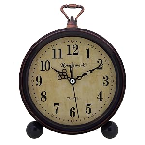 K nigswerk Vintage Analog Alarm Clock 5 25 inch Small Silent Desk Clock with Night Light Battery Operated