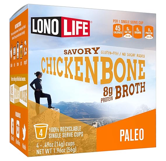 LonoLife Chicken Bone Broth Single Serve Cups 8g