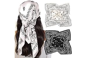2Pcs Black and White Silk Scarves