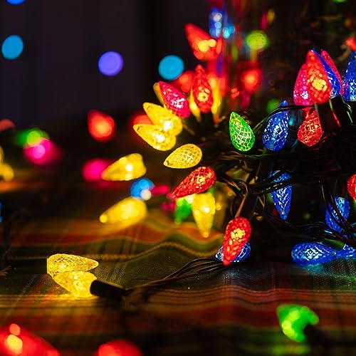 Miniatura 5 de Dazzle Bright C6 - Tira de luces de Navidad, 200 luces LED de 66 pies, impermeables, conectables con temporizador, 8 modos de luces de Navidad para