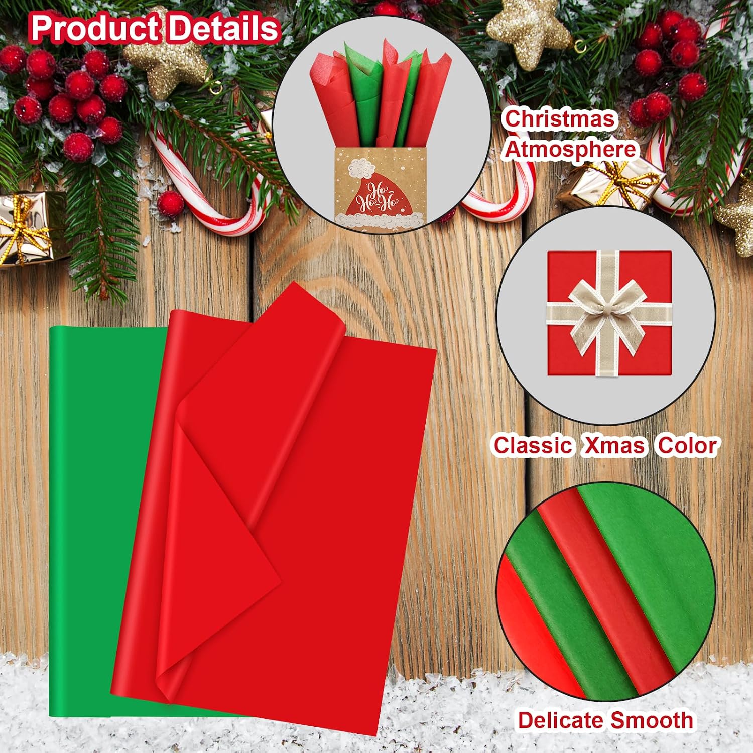 300 Sheets Christmas Tissue Paper for Gift Bags, AORZIT 20" x 14" Red Green Christmas Tissue Xmas Wrapping Paper for Gift Box Wrap Clothes Packag Moving Supplies Party Decor